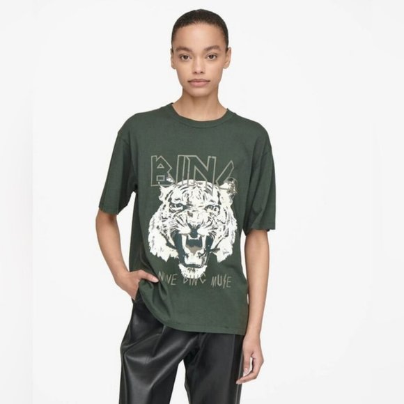 Anine Bing Tops - Anine Bing Nwt Tiger T-shirt In Green Sz Xxs